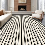 Bold Vertical Black Stripe Pattern Rug
