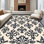Classic Black White Damask Pattern Rug