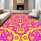 Vibrant Magenta And Yellow Swirl Pattern Rug