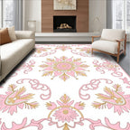 Pink Floral Scrollwork Ornamental Rug