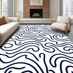 Waves Pattern Dark Blue Abstract Lines Rug