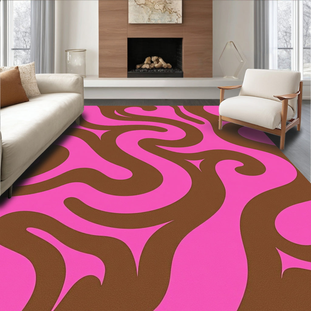 Swirl Pink Brown Abstract Pattern Rug