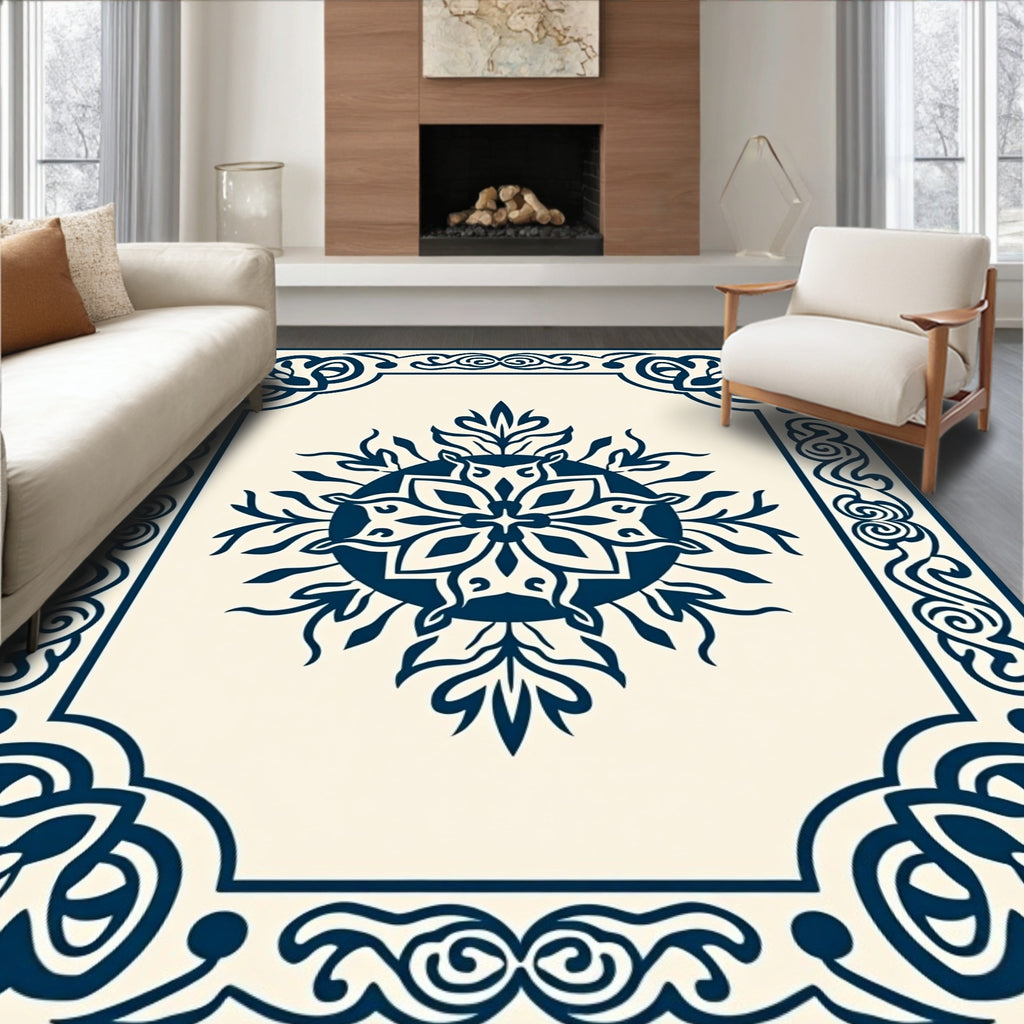Ornate Floral And Scrollwork Symmetry Rug