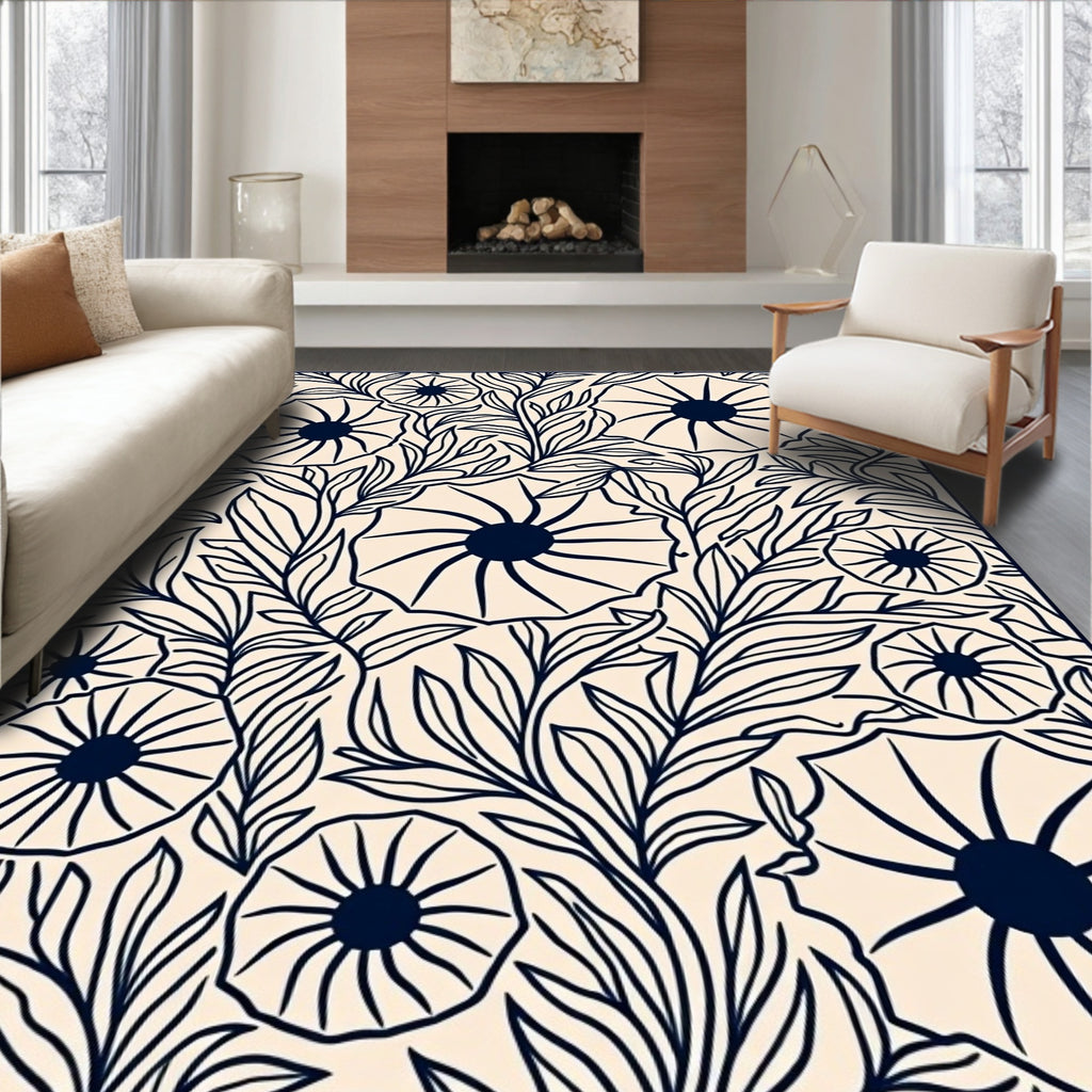 Vintage Floral Vine Botanical Design Rug