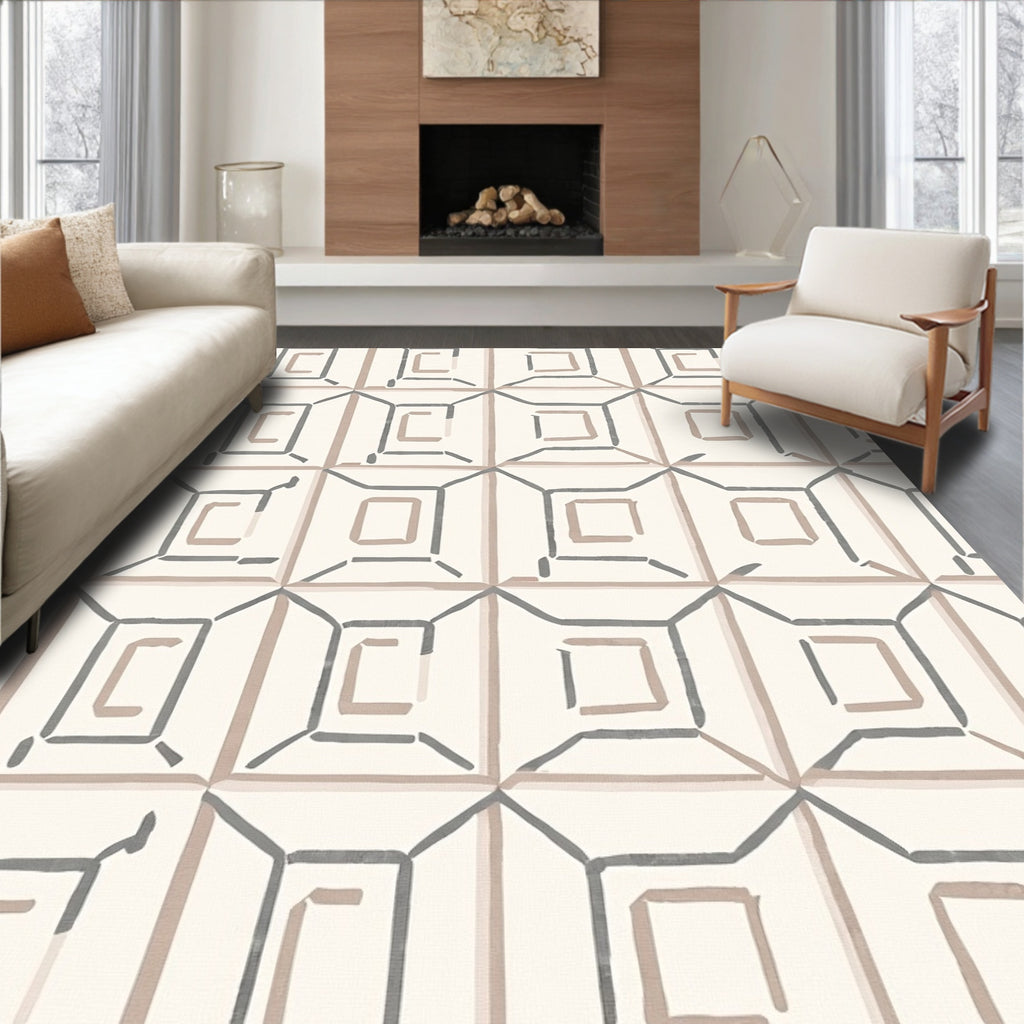 Geometric Square Outline Pattern Rug