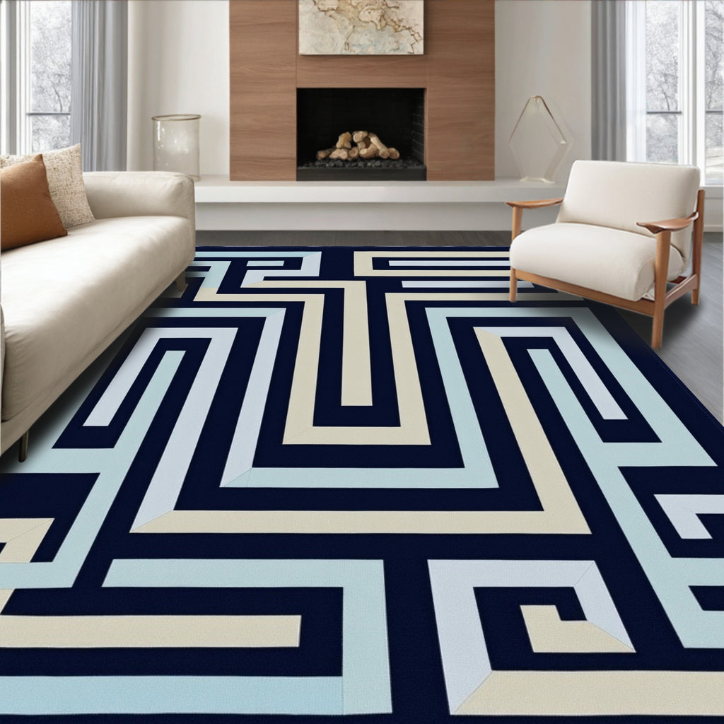 Geometric Maze Patterned Rug