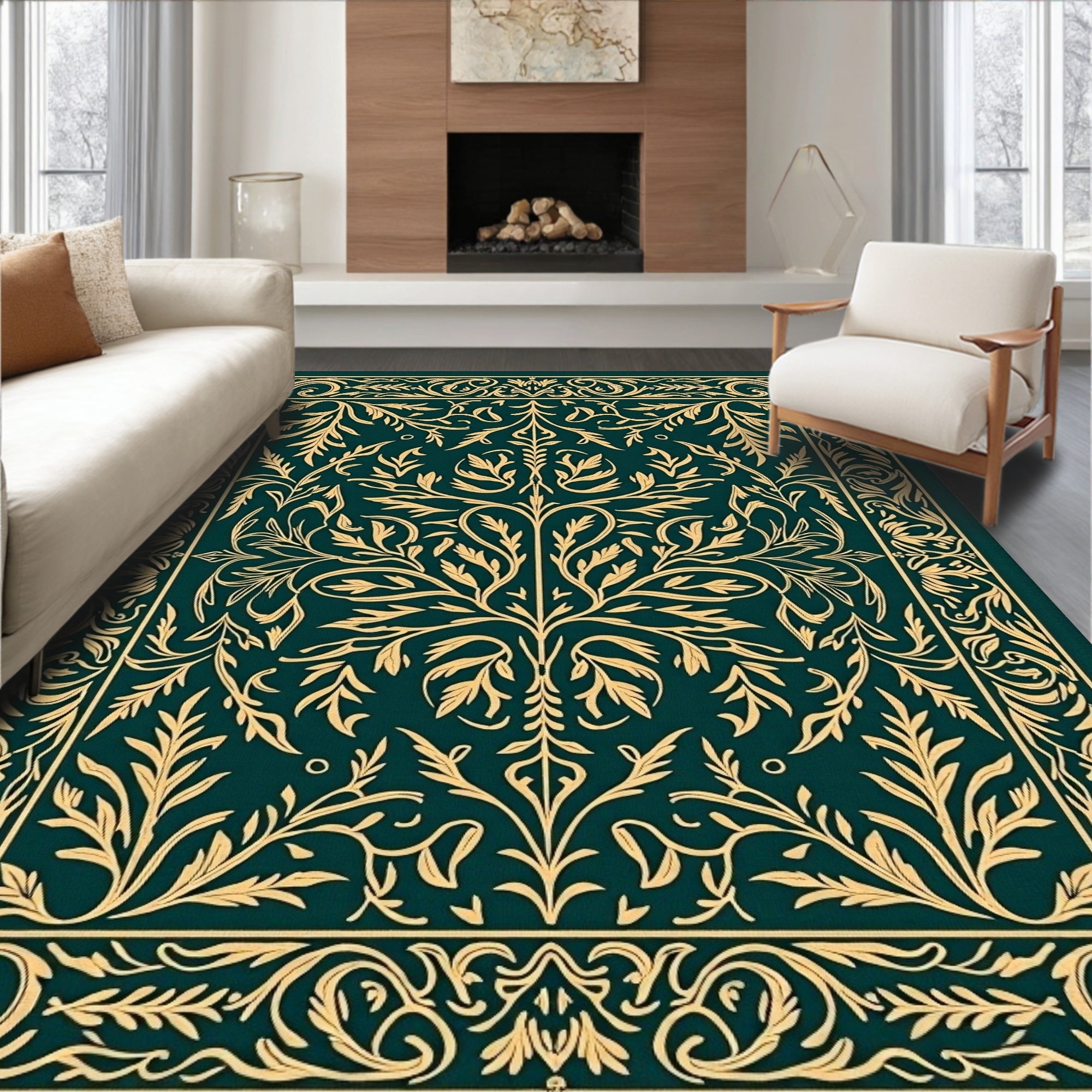 Grand Ornate Floral Botanical Pattern Rug