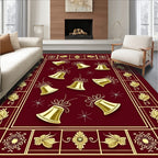 Gold Bell Holiday Festive Scatter Rug