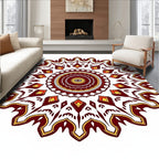 Intricate Mandala Patterned Maroon Rug