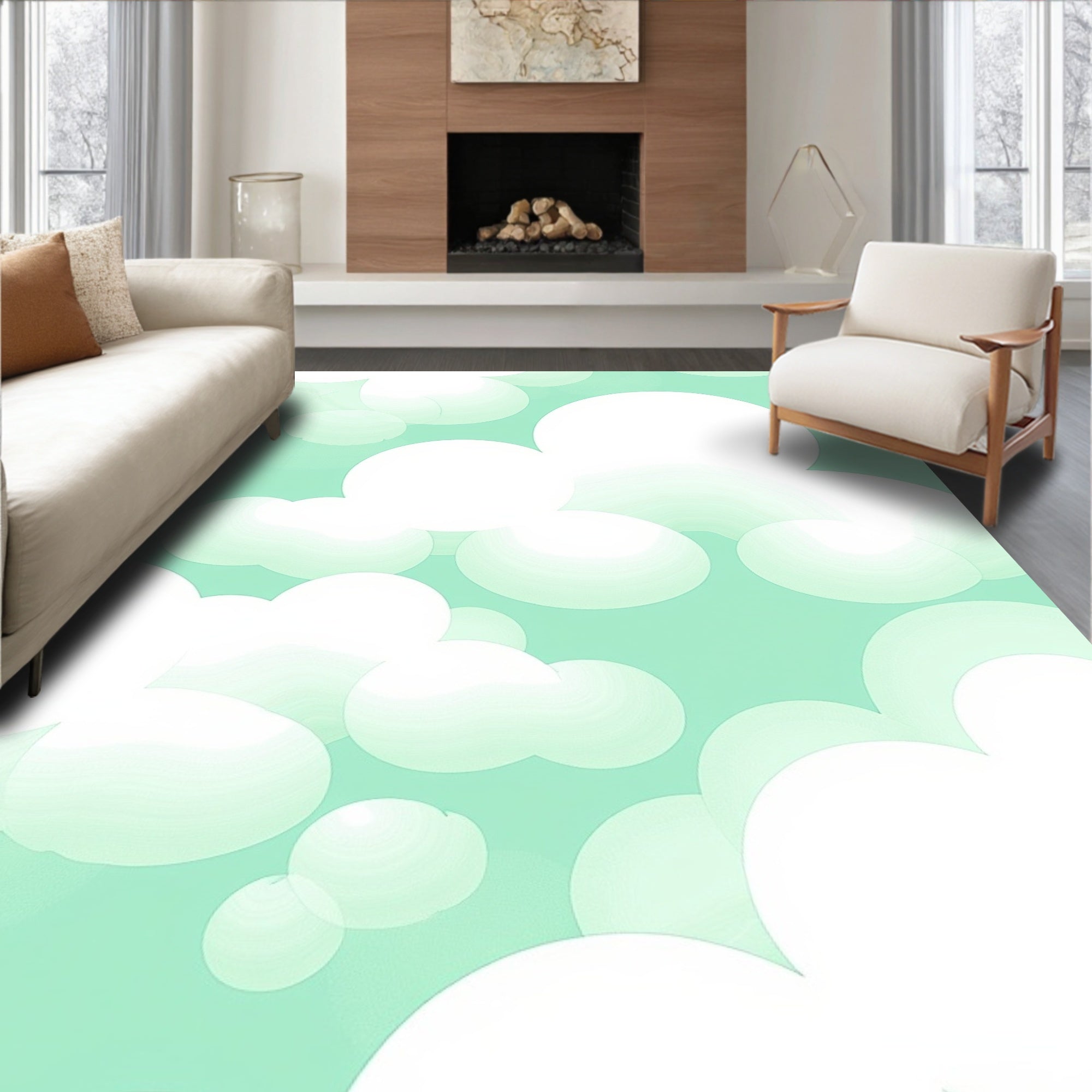 Dreamy Cloudscape Abstract Design Rug