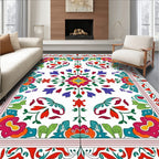 Vibrant Floral Botanical Folk Pattern Rug