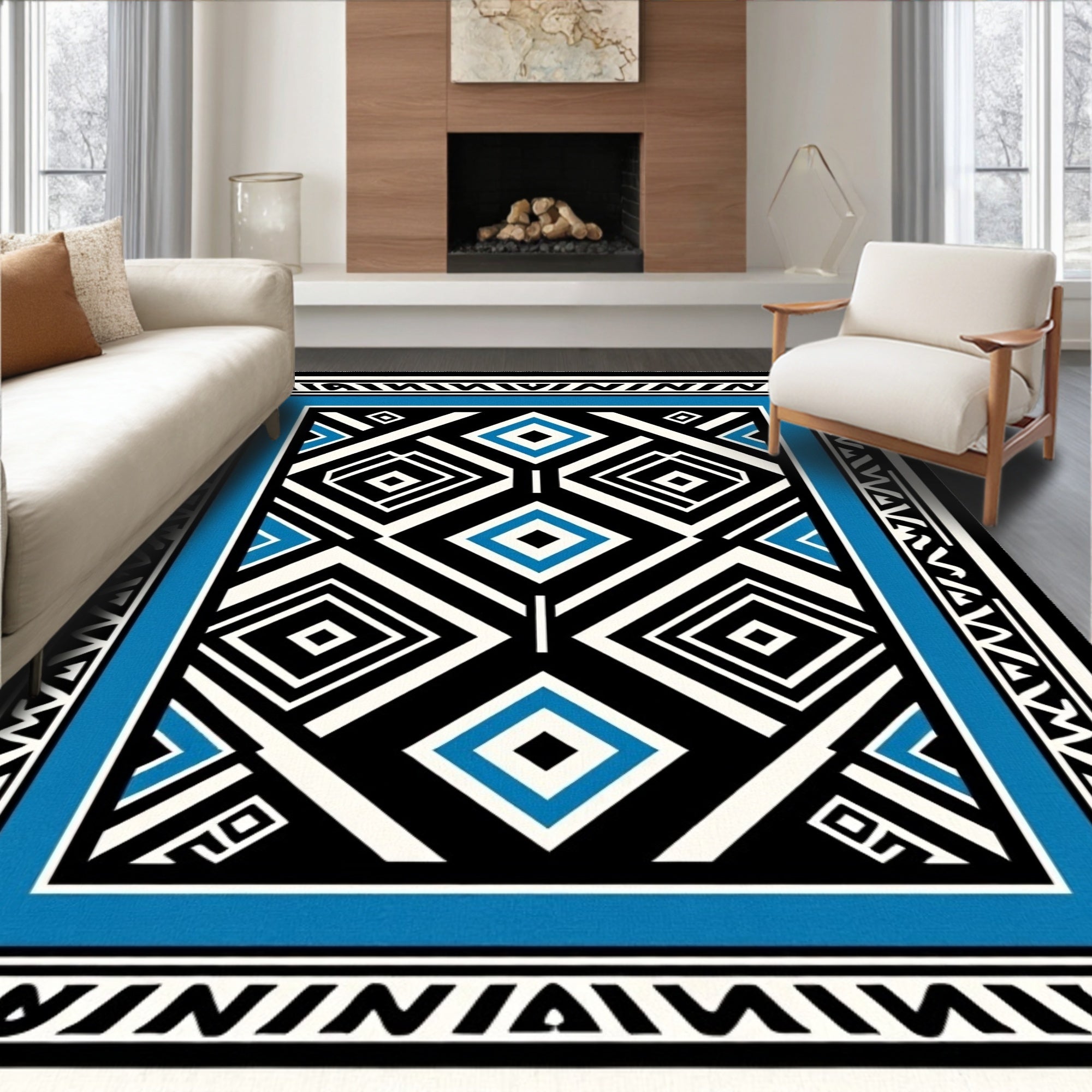 Bold Diamond Tribal Pattern Rug