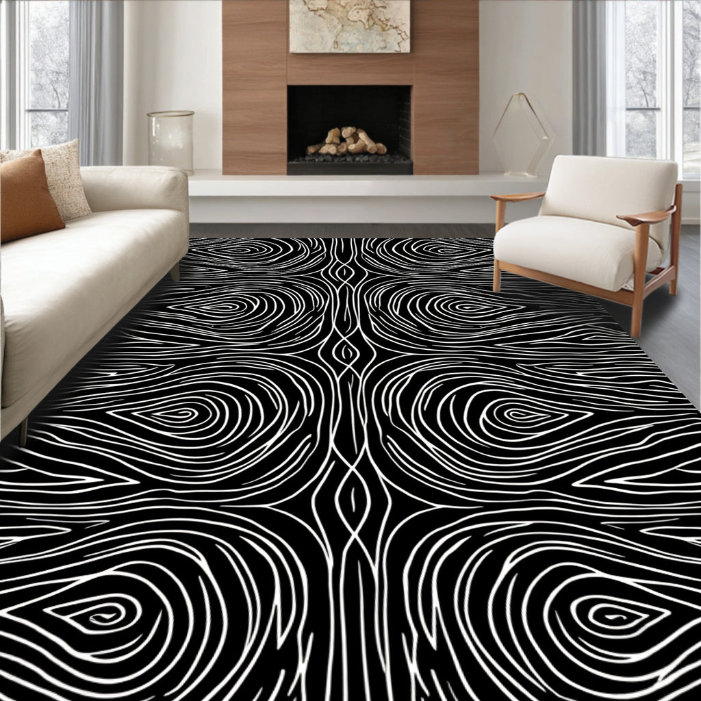 Abstract Swirls Symmetric Design Rug