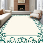 Ornate Teal Floral Border Rug