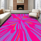 Vibrant Pink Exploding Line Pattern Rug