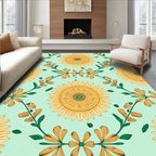 Golden Floral Vine Pattern Rug