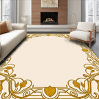 Gold Floral Swirl Art Nouveau Rug