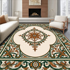 Elegant Floral Medallion Border Rug