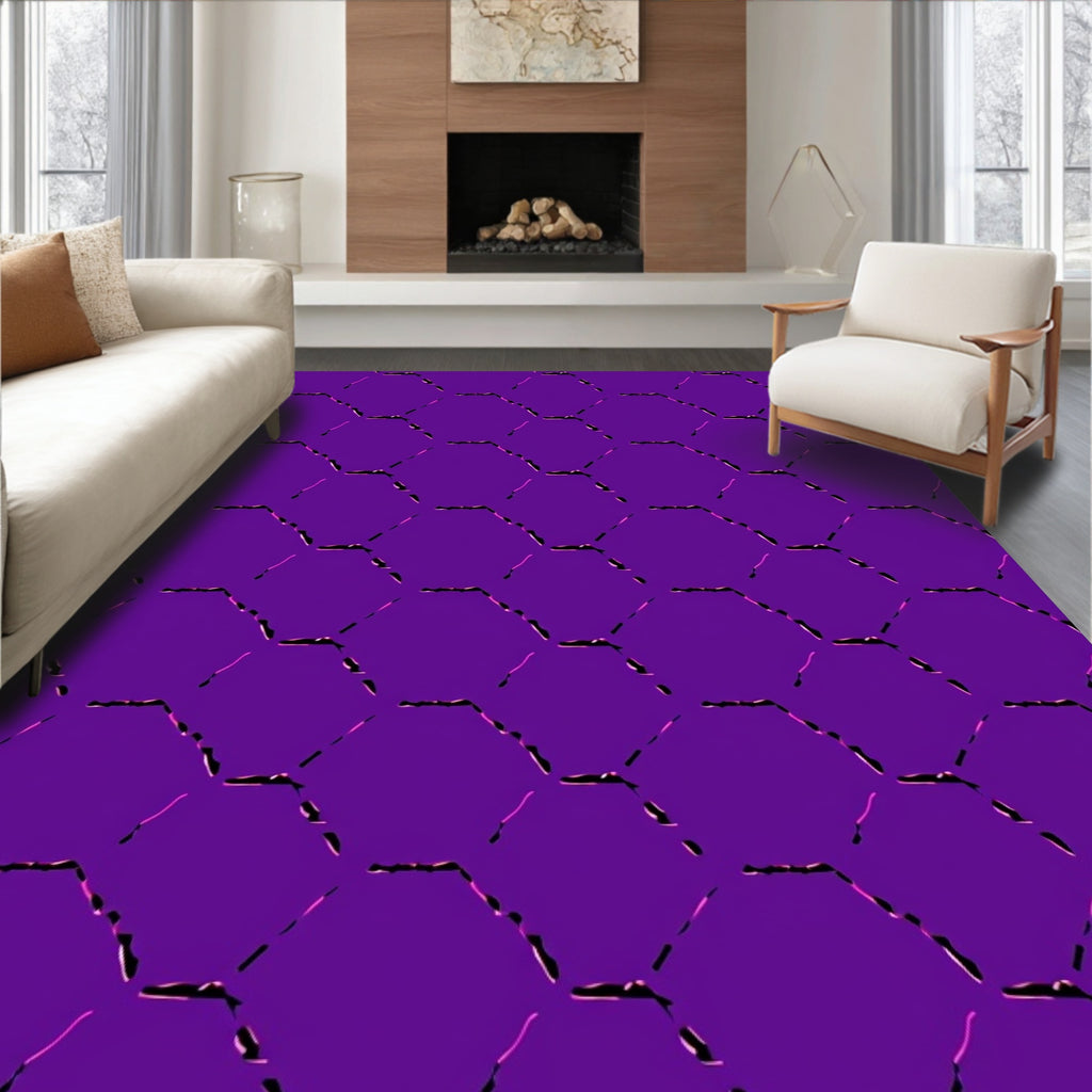 Aesthetic Purple Hexagonal Repeat Design Rug