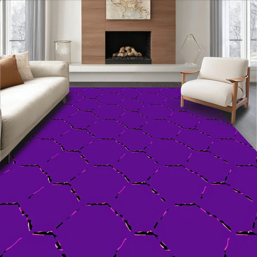 Aesthetic Purple Hexagonal Repeat Design Rug