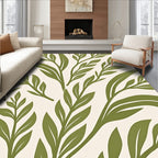 Olive Leafy Branch Pattern Design Rug