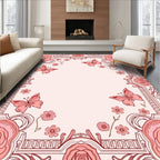 Rose and Butterfly Art Nouveau Frame Rug