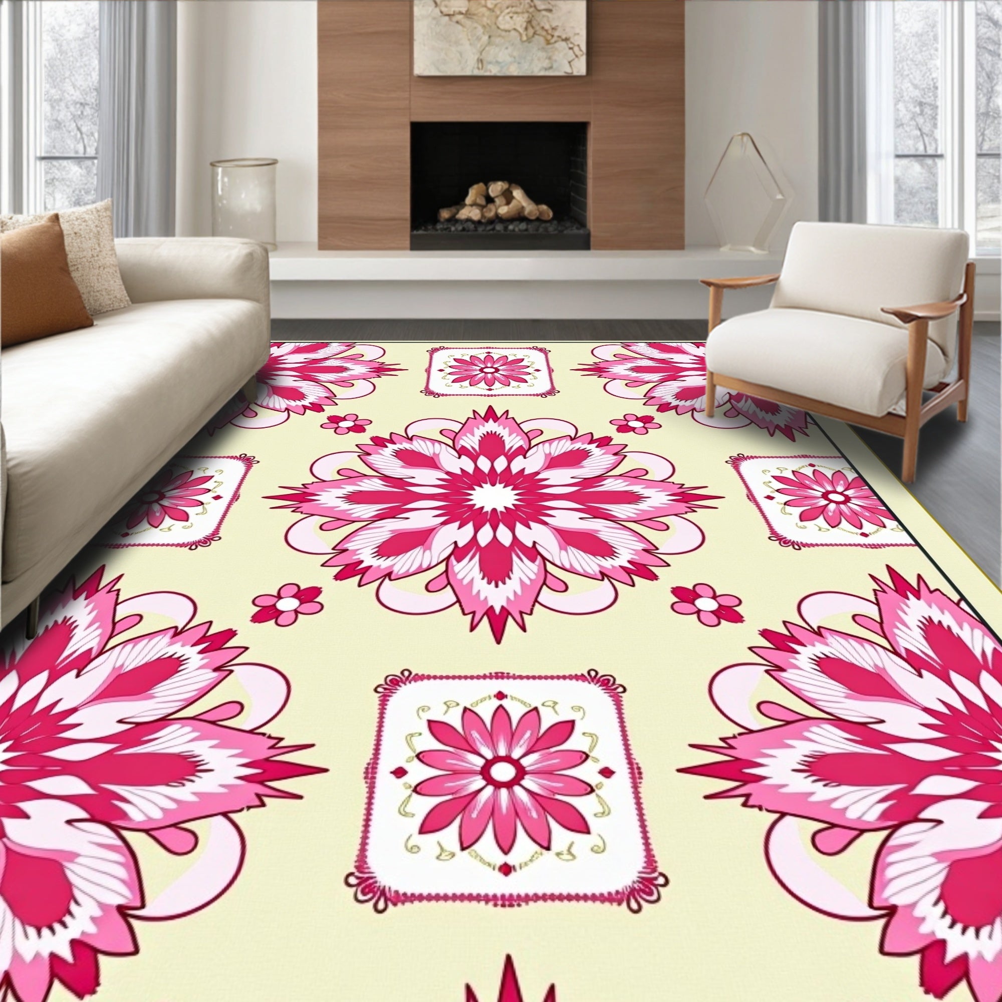 Radiant Floral Medallion Pattern Rug