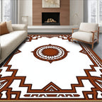 Brown Geometric Sunburst Style Rug