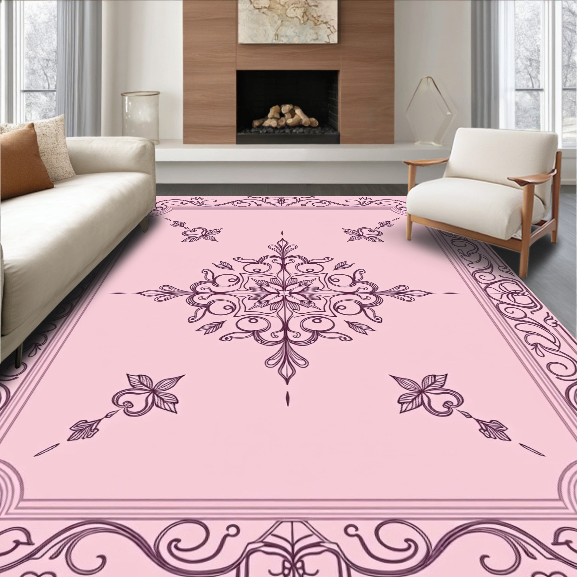 Ornate Floral Mandala Design Rug