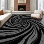 Black Gray Swirl Pattern Rug