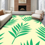 Green Leaf Pattern With Yellow Background Rug