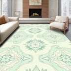Soft Aqua Floral Mandala Pattern Rug