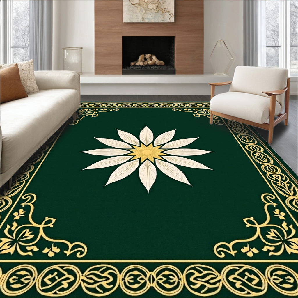 Elegant Floral Medallion Border Rug