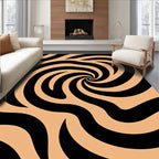 Black Swirl Patterned Graphic Rug