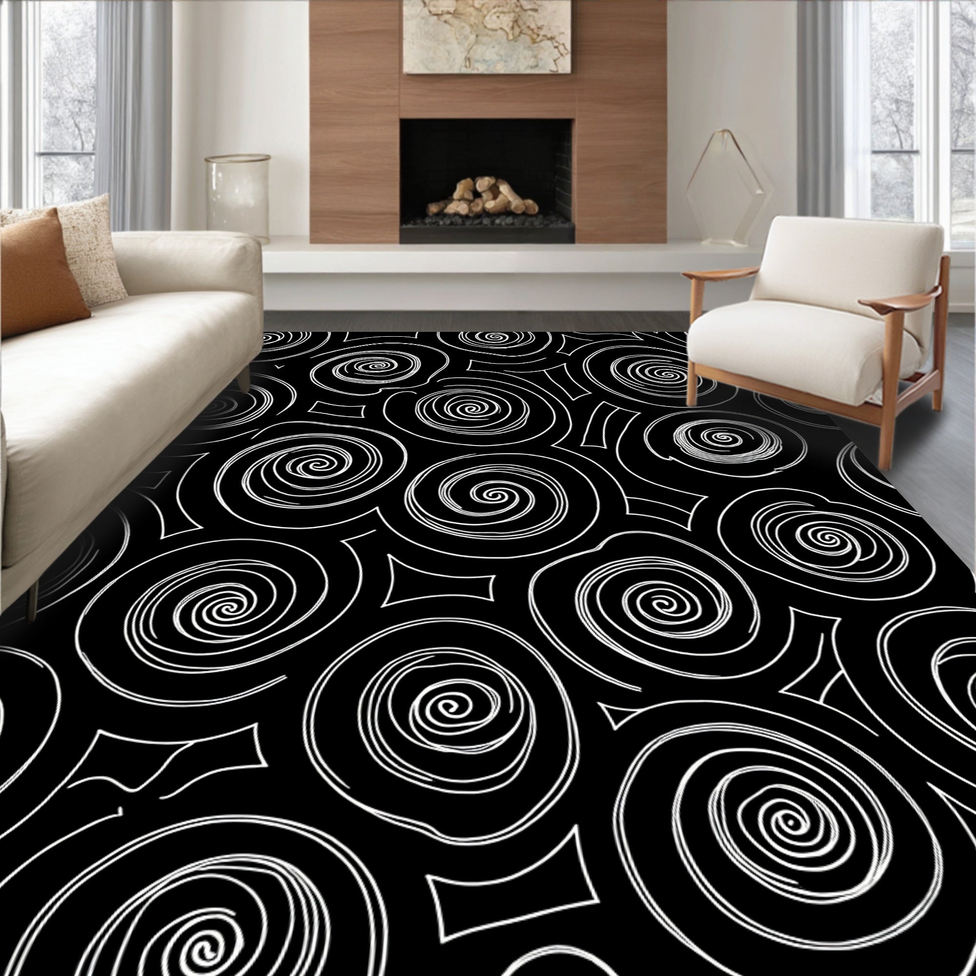Bold Swirls Abstract Pattern Design Rug