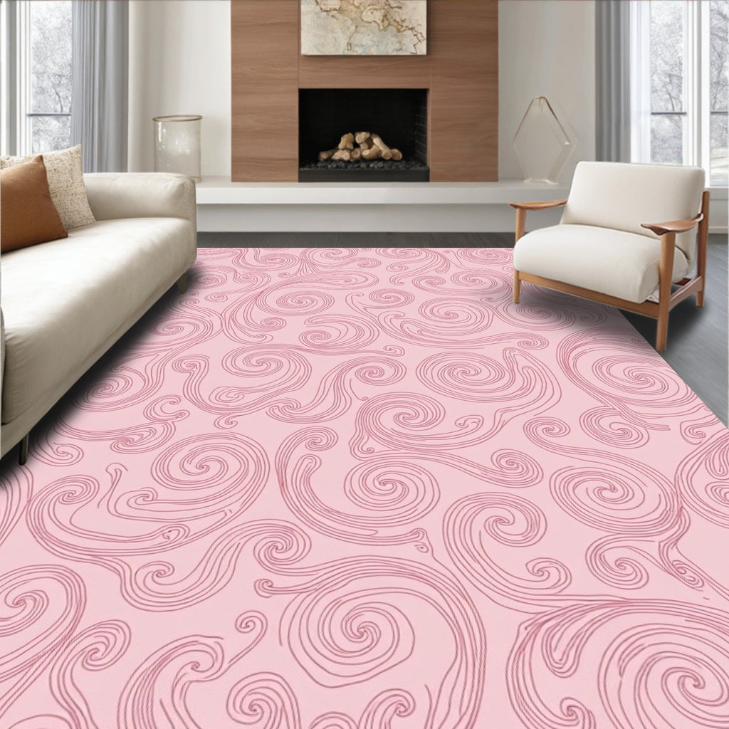 Pink Swirl Abstract Pattern Design Rug