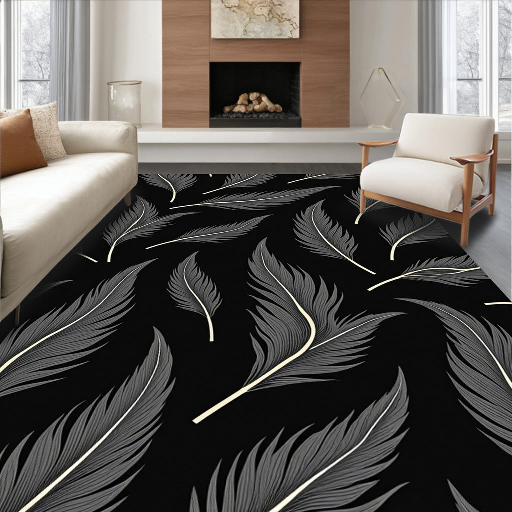 Elegant Feather Pattern Design Rug