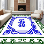 Elegant Blue Green Scrollwork Rug