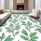 Green Leafy Branch Pattern Rug