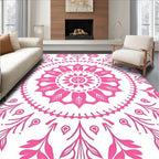 Pink Floral Mandala Pattern Rug