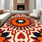 Retro Floral Starburst Pattern Rug