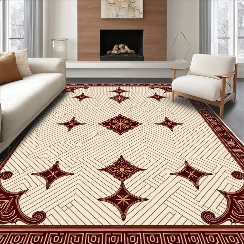 Geometric Floral Pattern Traditional Rug