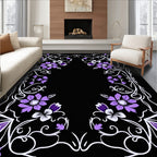 Ornate Floral Patterned Purple Rug