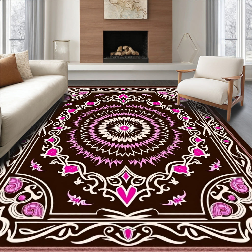 Vibrant Floral Mandala Inspired Design Rug