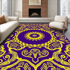 Purple And Yellow Intricate Mandala Rug