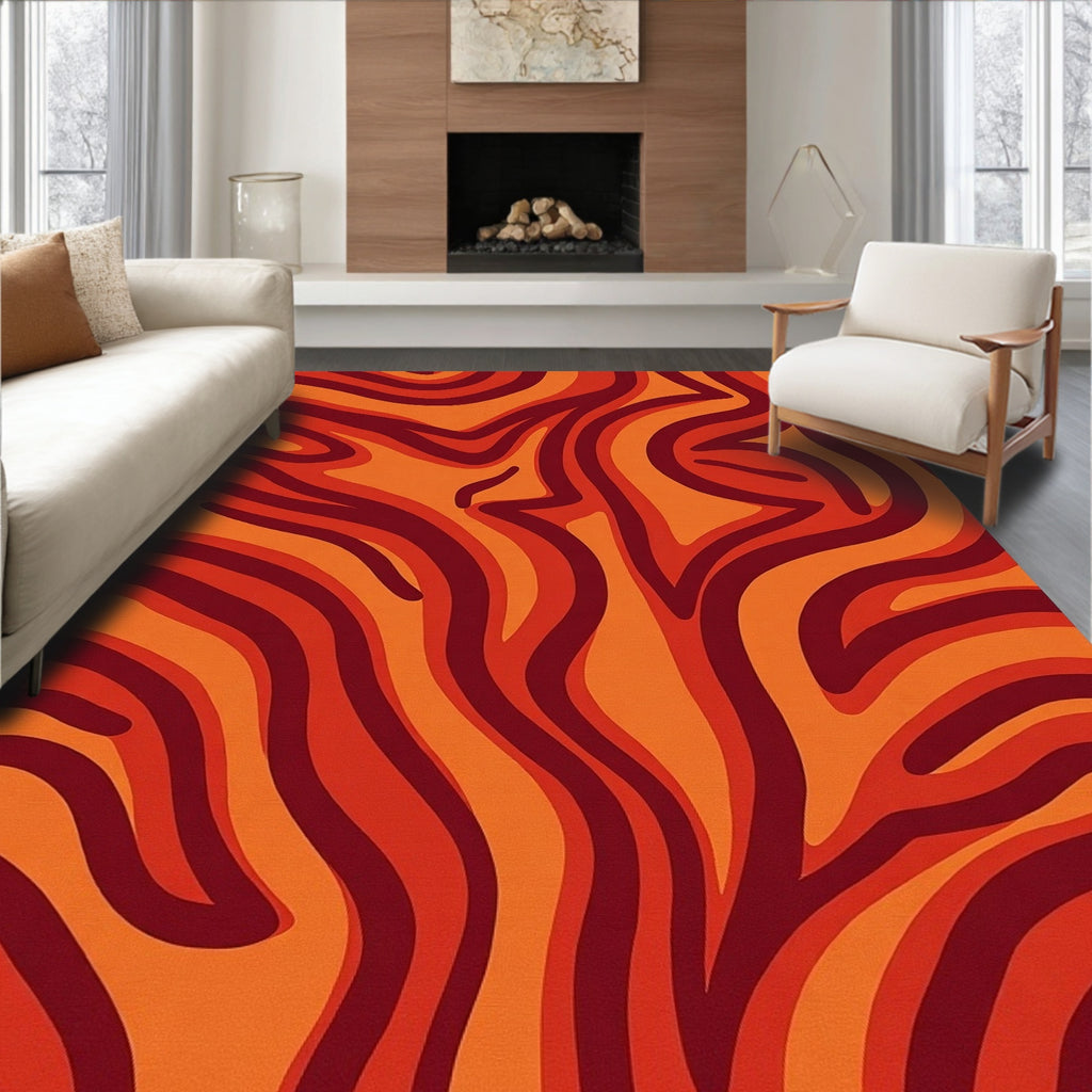 Retro Warm Tones Swirl Pattern Rug