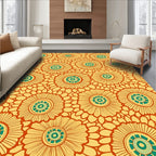 Retro Floral Sunburst Pattern Rug