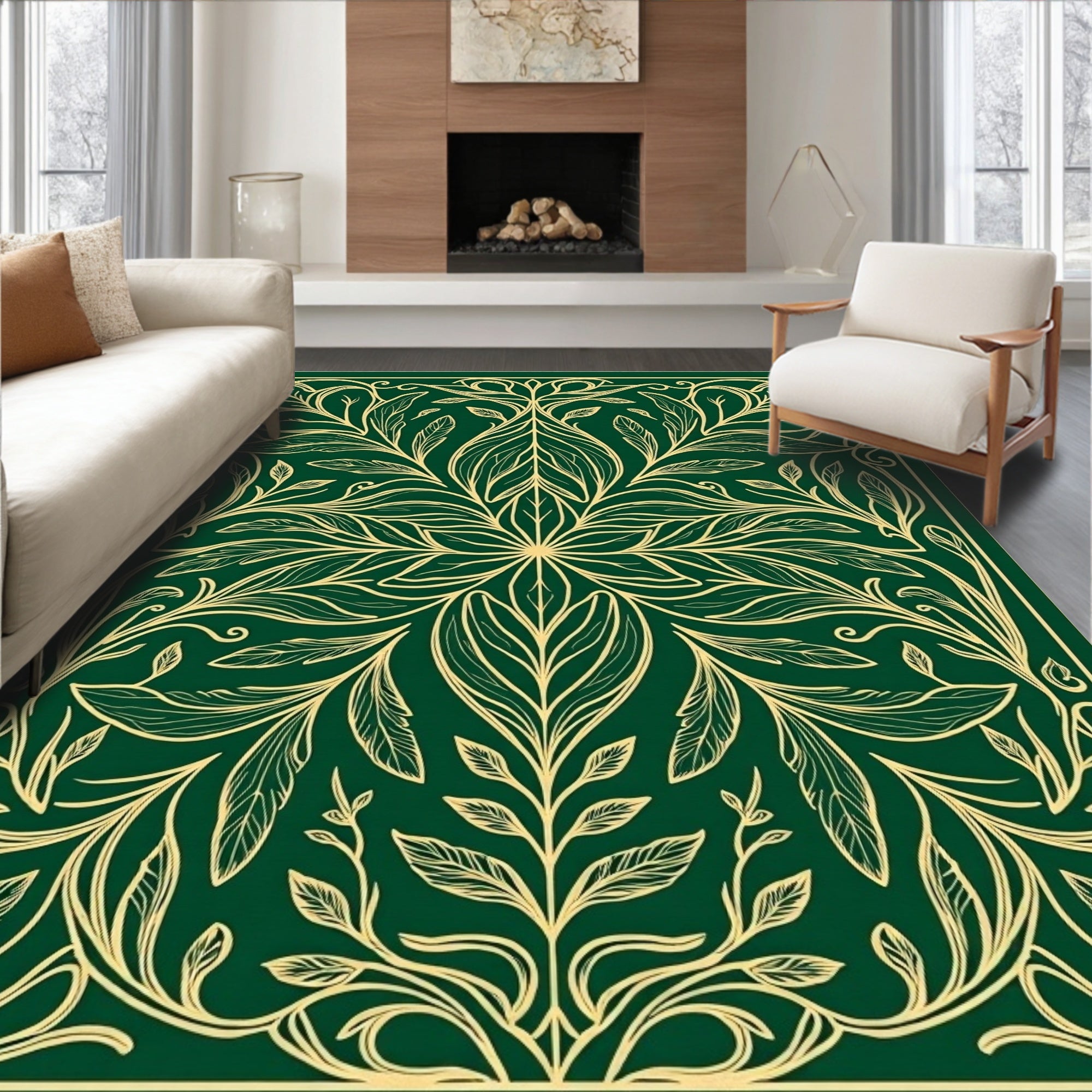 Elegant Floral Swirls Pattern Design Rug