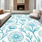 Elegant Floral Vine Blue Pattern Rug
