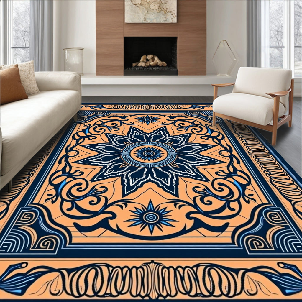 Intricate Floral Medallion Border Rug